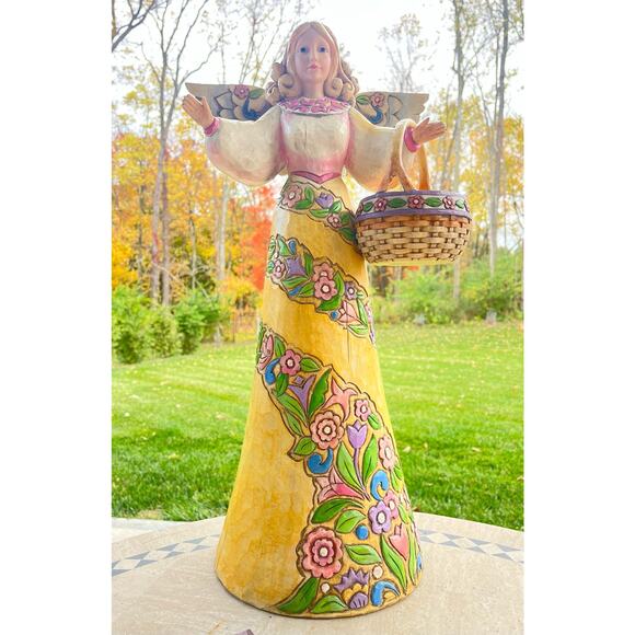 Jim Shore Angel Figurine Basket 21.5” Large Statue Stone Resin Sculpture Vtg '06 - Picture 16 of 16